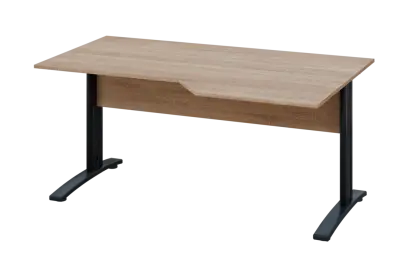 EZK 28 - 166 stůl kancelářský, rohový, pravý, kovová podnož černá, deska 25 mm, široký 1600 mm, dub bardolino